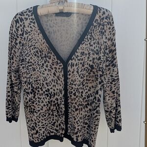 2/$20 The Limited Leopard Print Cardigan with Black Accents